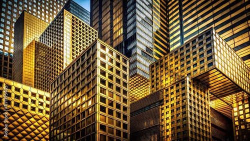 Urban Grit: Abstract Hip Hop Music Background - Black and Gold Architectural Design