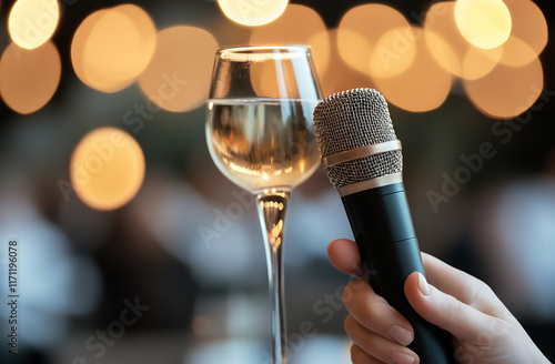 A surprise proposal at a karaoke night, with the proposer singing their question into the microphone

 photo