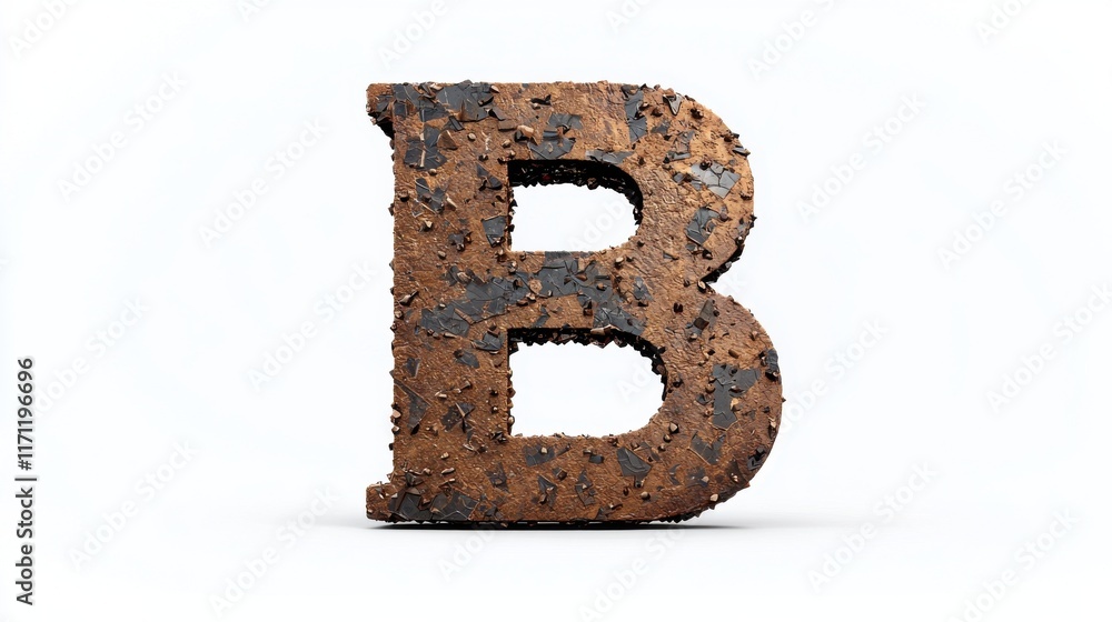Fototapeta premium Rustic Metallic Letter B with Grunge Texture