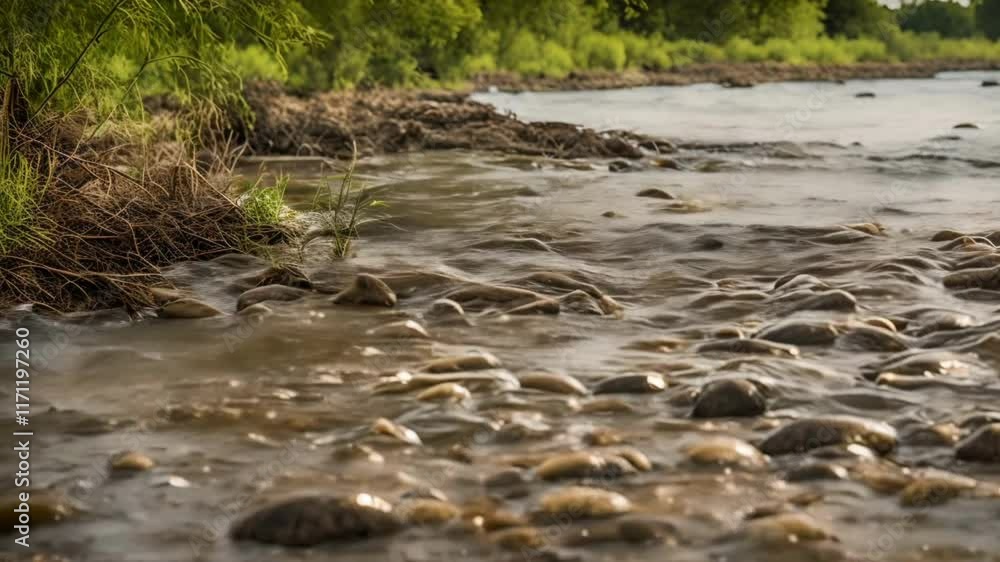 Stream water flows gently over natural stones, creating a serene and peaceful natural landscape. Stream water flows gently over natural stones, creating a serene and peaceful natural landscape.