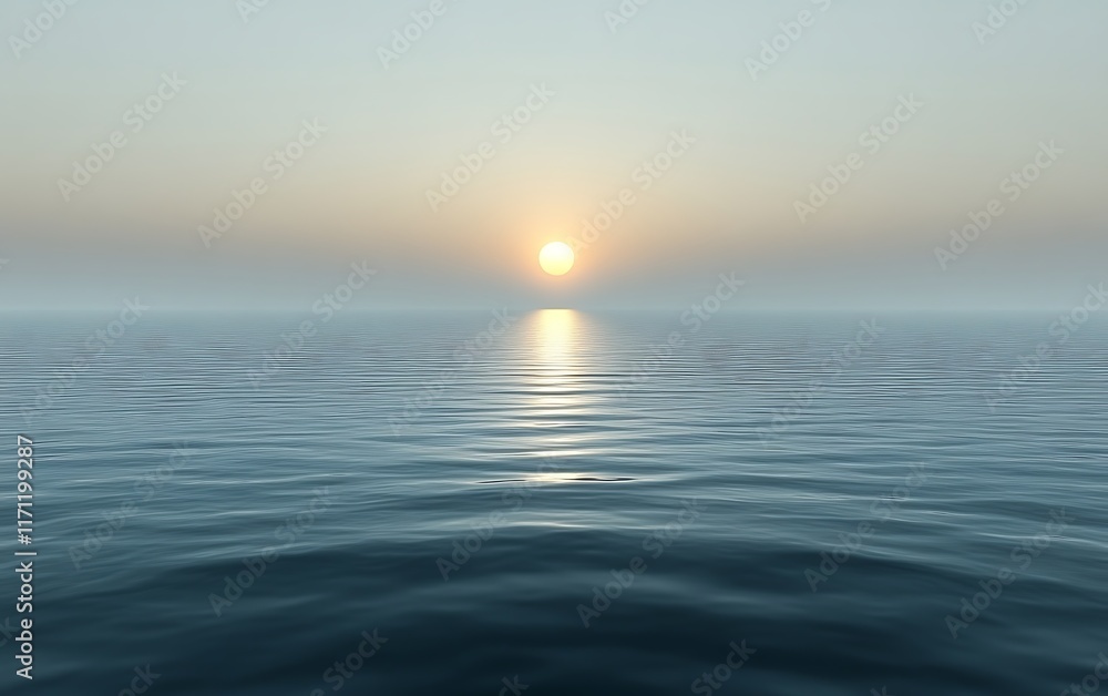 Calm ocean sunset with hazy sky. Calm ocean sunset with hazy sky.