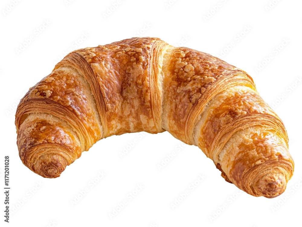 Freshly baked croissant with golden crispy layers Freshly baked croissant with golden crispy layers