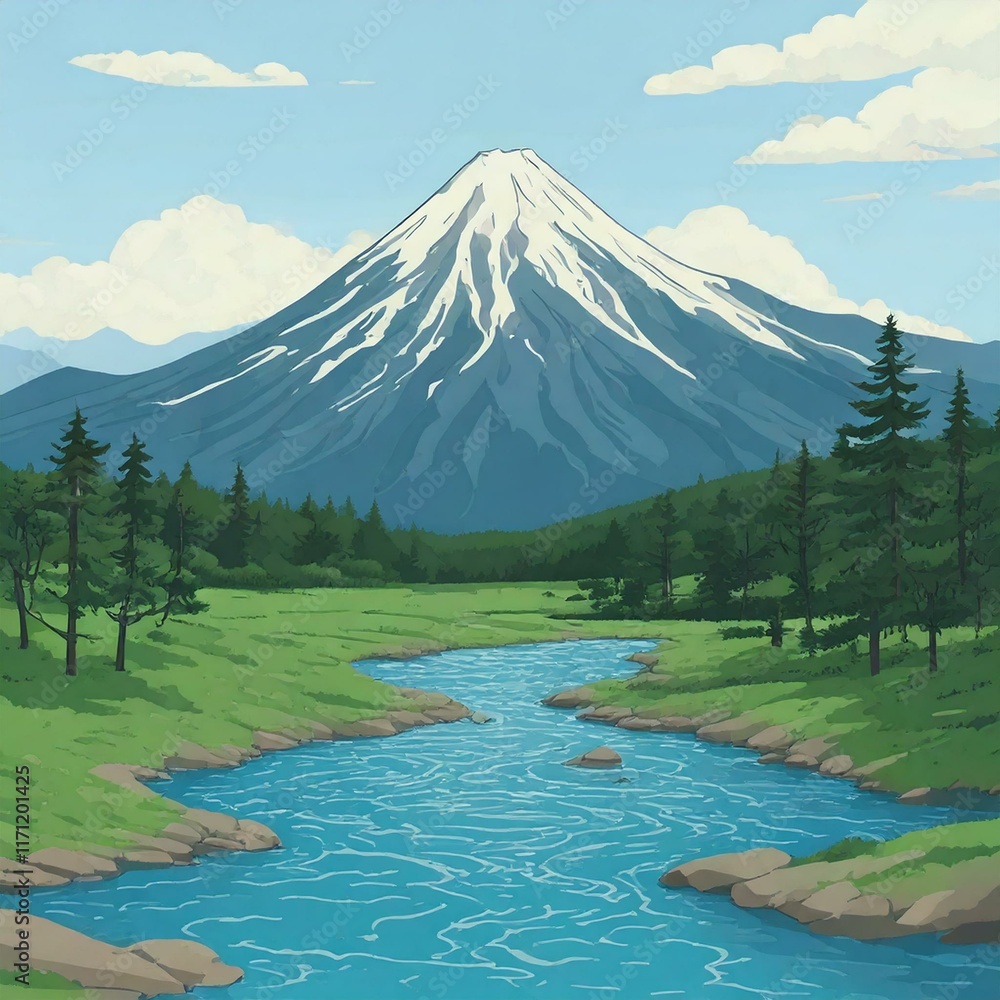 lake and mountain scene