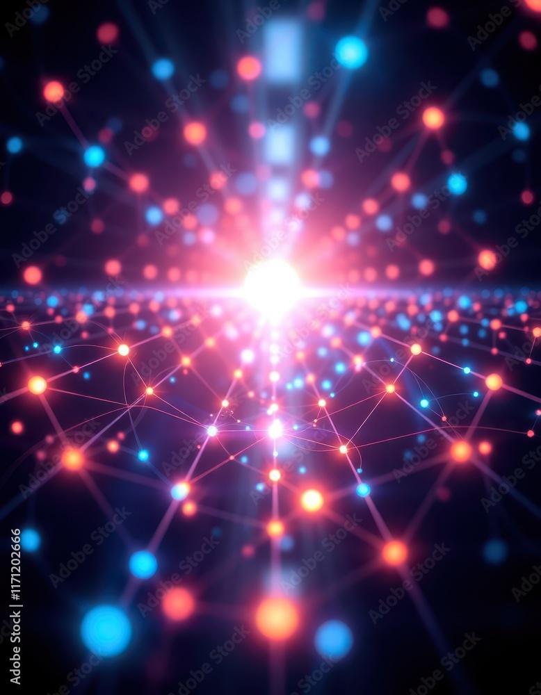 Fototapeta premium abstract technology background with glowing lights and dots