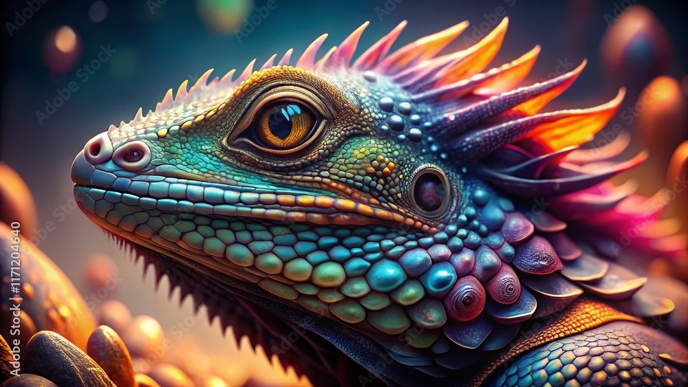 Obraz premium Vibrant Macro Close-up of a Coloring Book Style Animal - Detailed Textures and Patterns