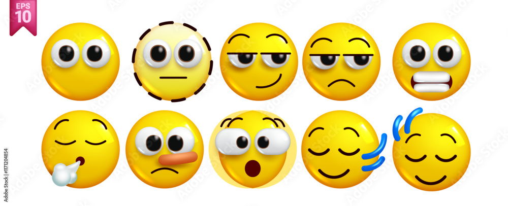 3D Emoji Vector Bundle: Expressions & Reactions 3D Emoji Vector Bundle: Expressions & Reactions