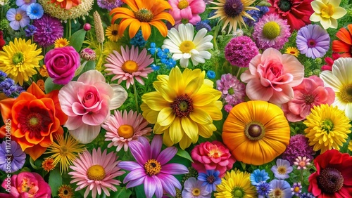 Vibrant Meadow Flower Portraits: A Springtime Floral Pattern Set