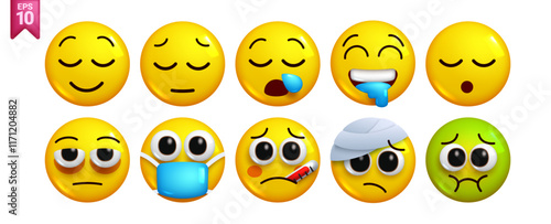 3D Vector Medical and Emotional Expressions Emoji Pack