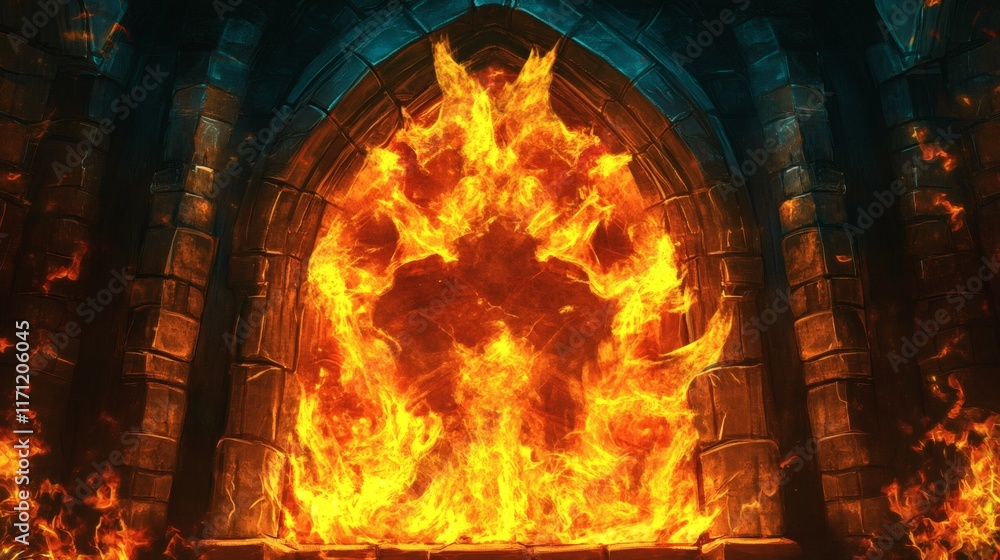 Obraz premium Abstract fire flame in the fireplace, texture for background