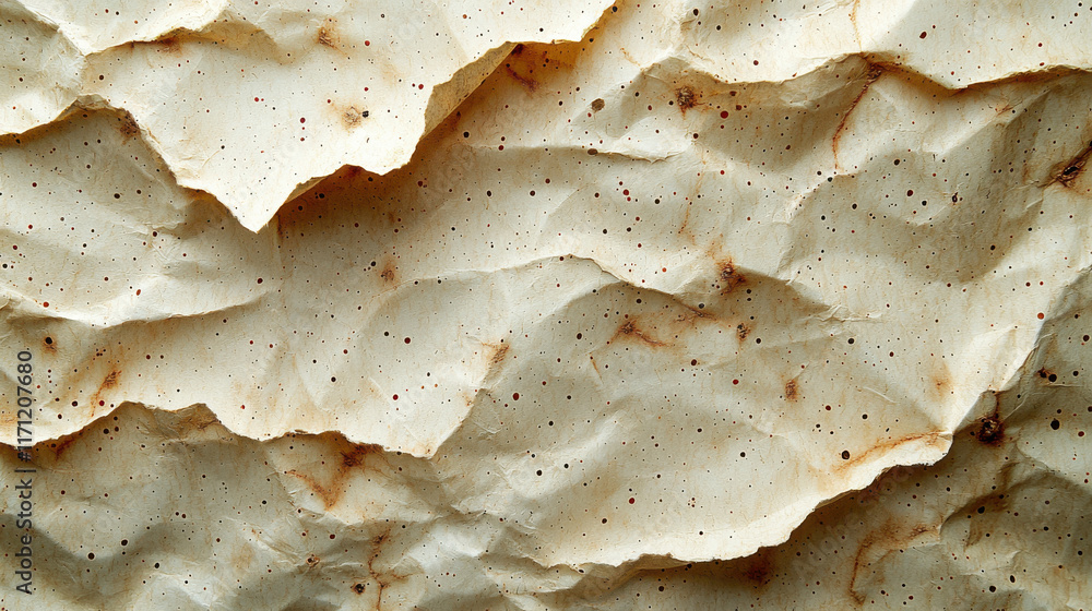 Crumpled textured paper with natural grain and speckled pattern, ideal for eco friendly designs and backgrounds. warm tones add rustic feel to any project Crumpled textured paper with natural grain and speckled pattern, ideal for eco friendly designs and backgrounds. warm tones add rustic feel to any project