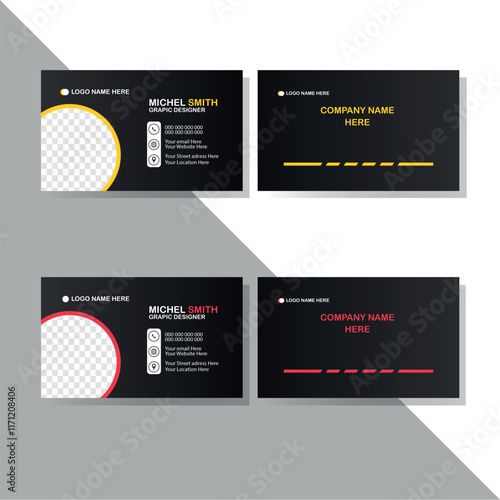 Mordern Business Card in Black version with RGB color and Vector 