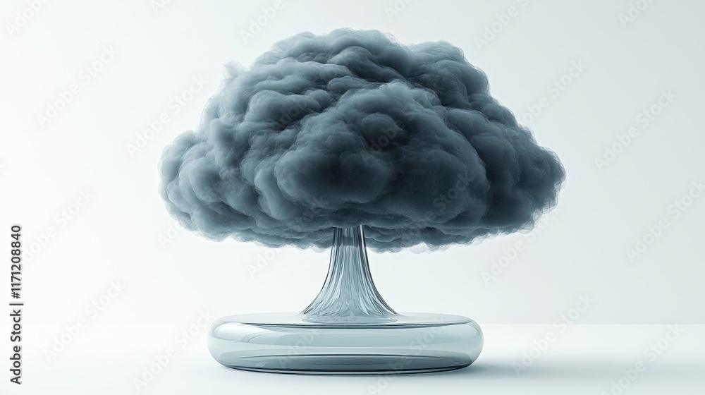 Abstract Dark Cloud Formation in Glass Vessel 3D Render Modern Art Digital Design Abstract Dark Cloud Formation in Glass Vessel 3D Render Modern Art Digital Design