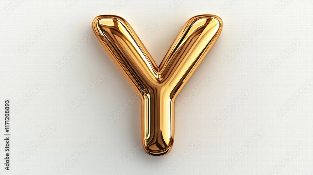 Shiny Golden Metallic 3D Letter Y Sculpture for Premium Branding and Advertising Concepts Shiny Golden Metallic 3D Letter Y Sculpture for Premium Branding and Advertising Concepts