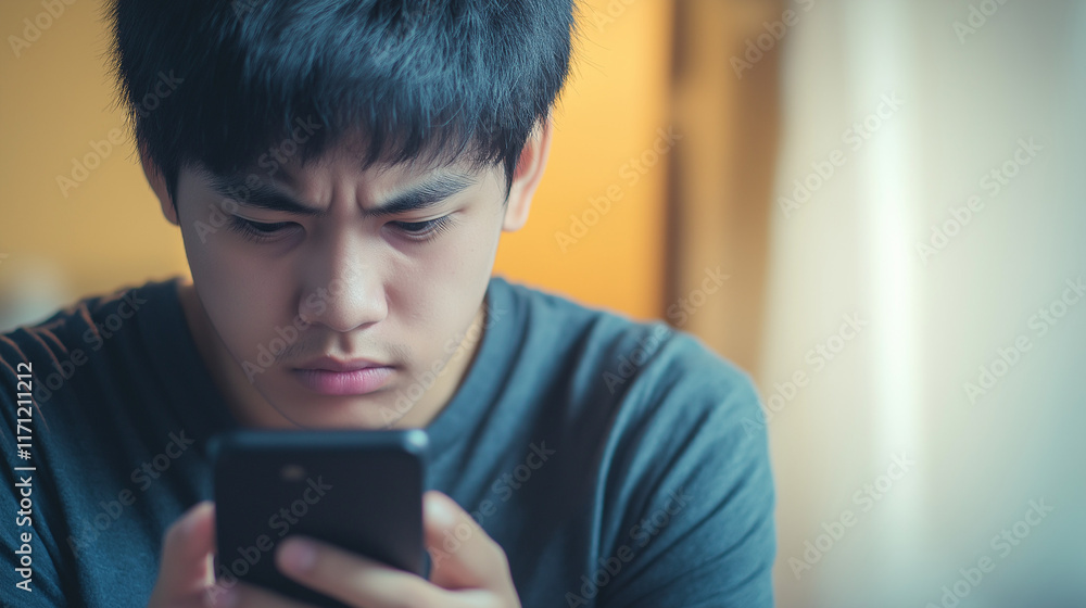 Frustrated individual clutching a smartphone, reflecting on the challenges of modern technology and communication. Frustrated individual clutching a smartphone, reflecting on the challenges of modern technology and communication.