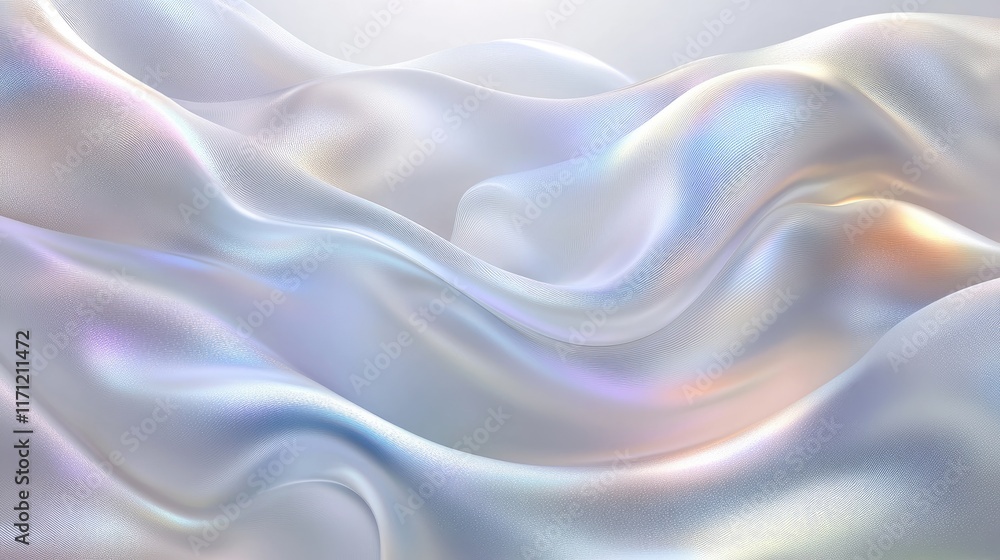 Fototapeta premium Iridescent fabric waves creating a serene abstract landscape