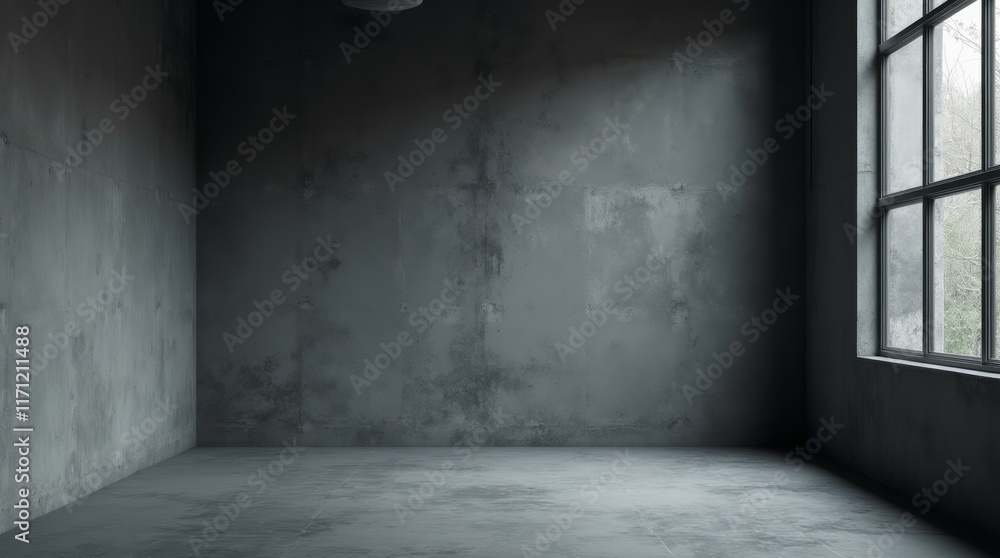 Spacious dark concrete interior with grungy textures and moody lighting. Ideal for presentations, architectural design, or urban-themed artistic compositions. Spacious dark concrete interior with grungy textures and moody lighting. Ideal for presentations, architectural design, or urban-themed artistic compositions.