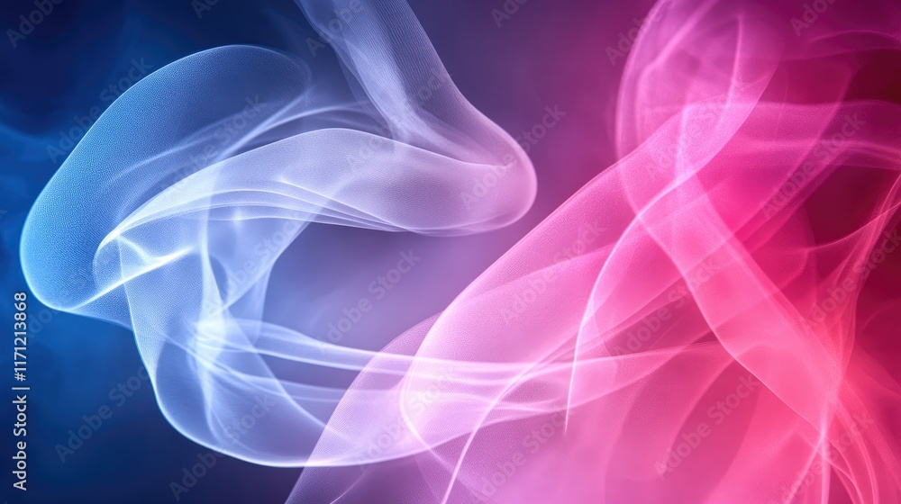 Fototapeta premium Abstract colorful smoke patterns in blue and pink hues