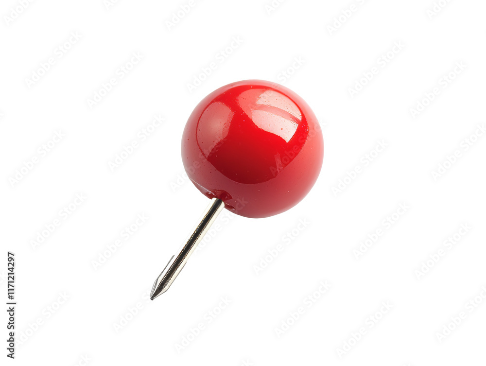 Bright red pushpin on white background Bright red pushpin on white background