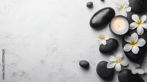 Black stones on white, spa. photo