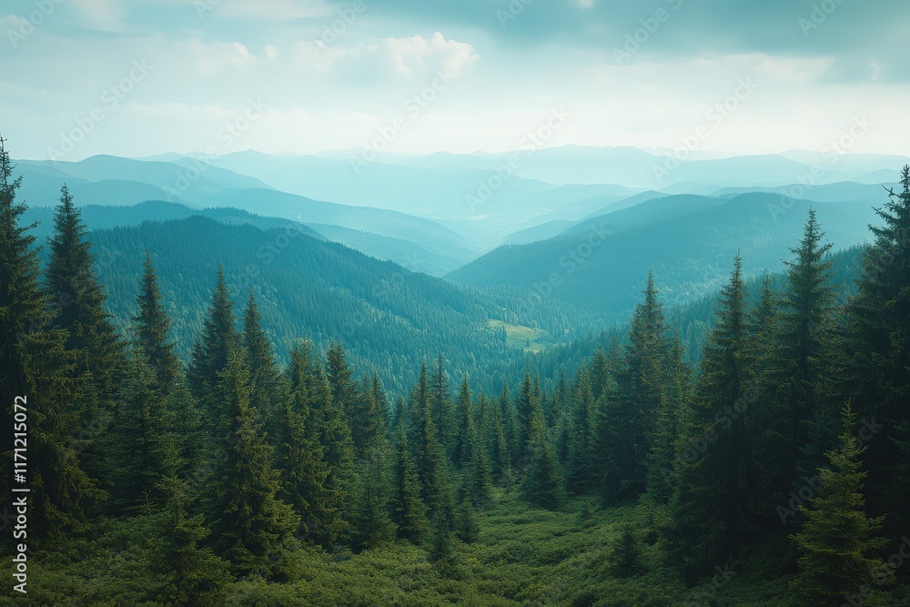 Fototapeta premium Breathtaking scenic view of the carpathian mountains romania nature photography lush environment aerial perspective natural beauty