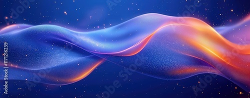 Abstract Cosmic Wave Blue and Orange Nebula