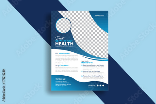 Modern medical Healthcare Flyer Design Template, Health medical flyer, Healthcare cover a4 template, Corporate healthcare and medical flyer or poster design Print