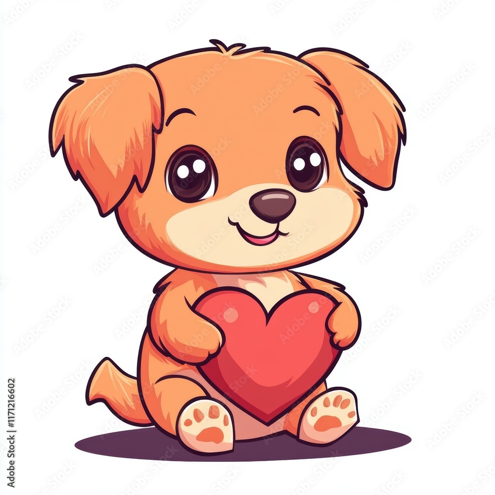 Cute dog with red heart for Valentine’s Day greeting card design Cute dog with red heart for Valentine’s Day greeting card design