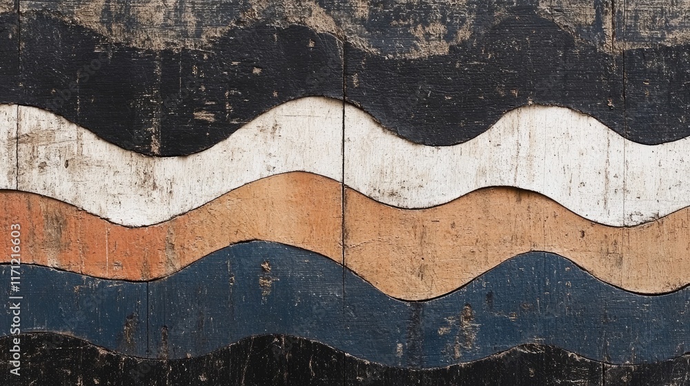 Naklejka premium Abstract wooden wall with wavy patterns in earthy tones