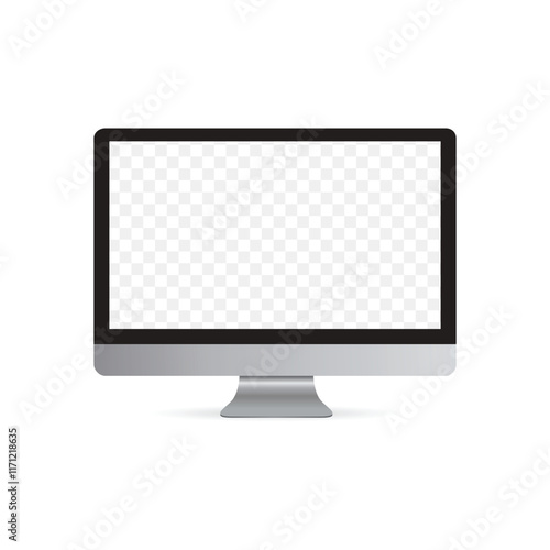 Computer Desktop Mockup. PC realistic vector illustration with blank lcd