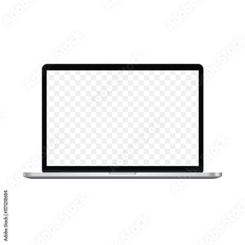 Laptop Computer Mockup. Notebook PC realistic vector illustration with transparent lcd