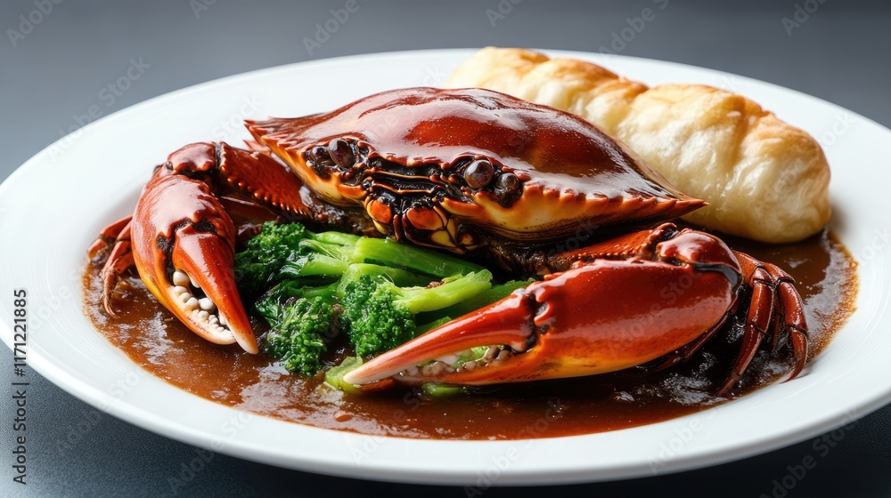 Steamed Crab with Brown Sauce and Broccoli Steamed Crab with Brown Sauce and Broccoli