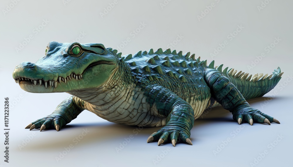 Fototapeta premium Crocodile On A White Background With Clipping Path Included For Easy Editing And Removal Of Background, Perfect For Various Design Projects.