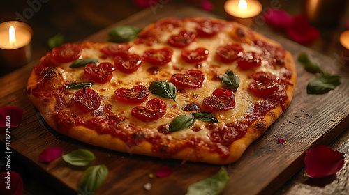 Heart-shaped pizza
