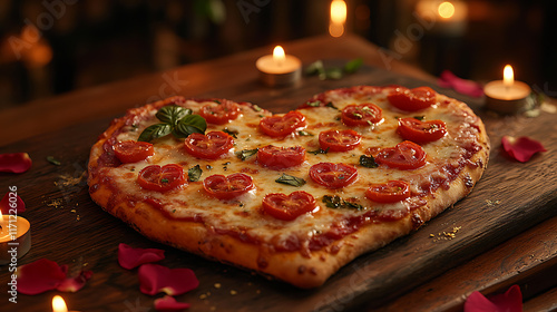 Heart-shaped pizza