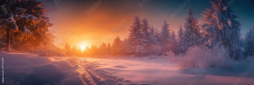 Trees covered by heavy snow in winter forest Trees covered by heavy snow in winter forest