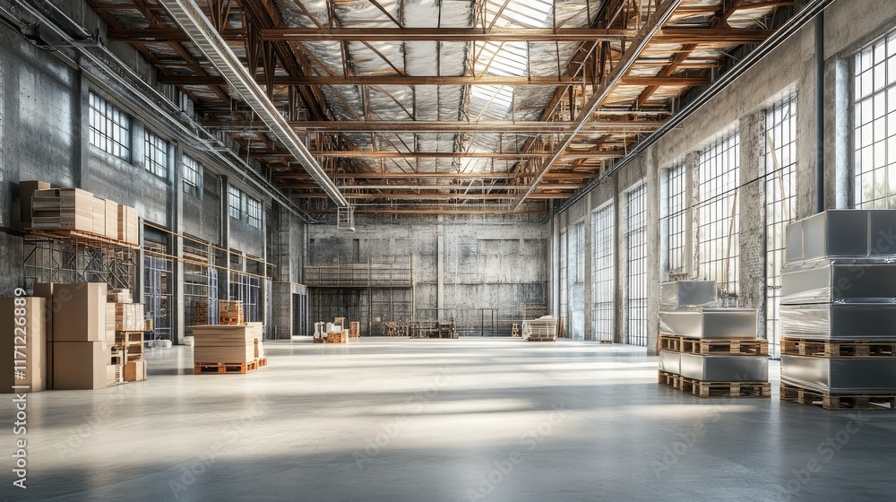 Industrial loft under renovation with silver insulation, roof windows, and a wooden structure, rendered with sharp focus. Industrial loft under renovation with silver insulation, roof windows, and a wooden structure, rendered with sharp focus.