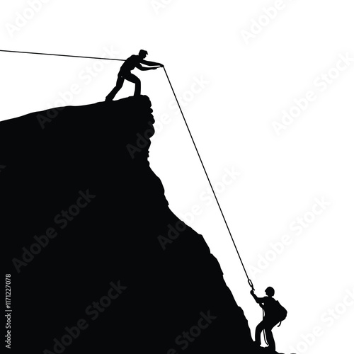 Elegant Silhouette Of A Mountain climb Vector Illustration
