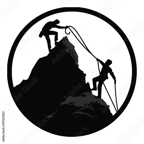 Elegant Silhouette Of A Mountain climb Vector Illustration