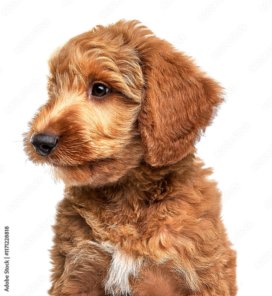 Obraz premium ゴールデンドゥードルの子犬ポートレート（goldendoodle puppy portrait on white background） 