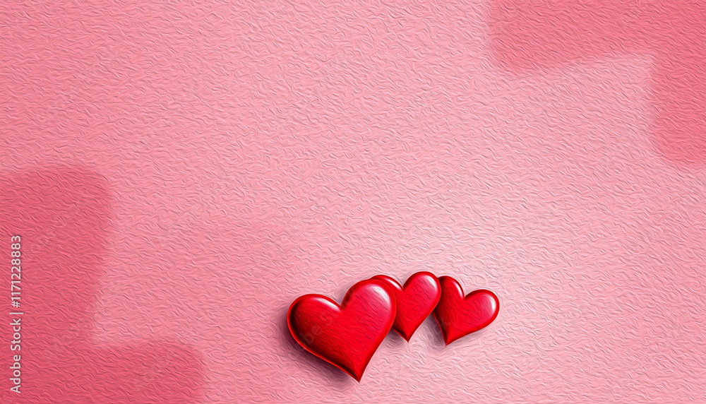 Fototapeta premium Valentine's Day card design. Illustration with oil paint. Pattern for printing on wall decorations, covers, wallpapers