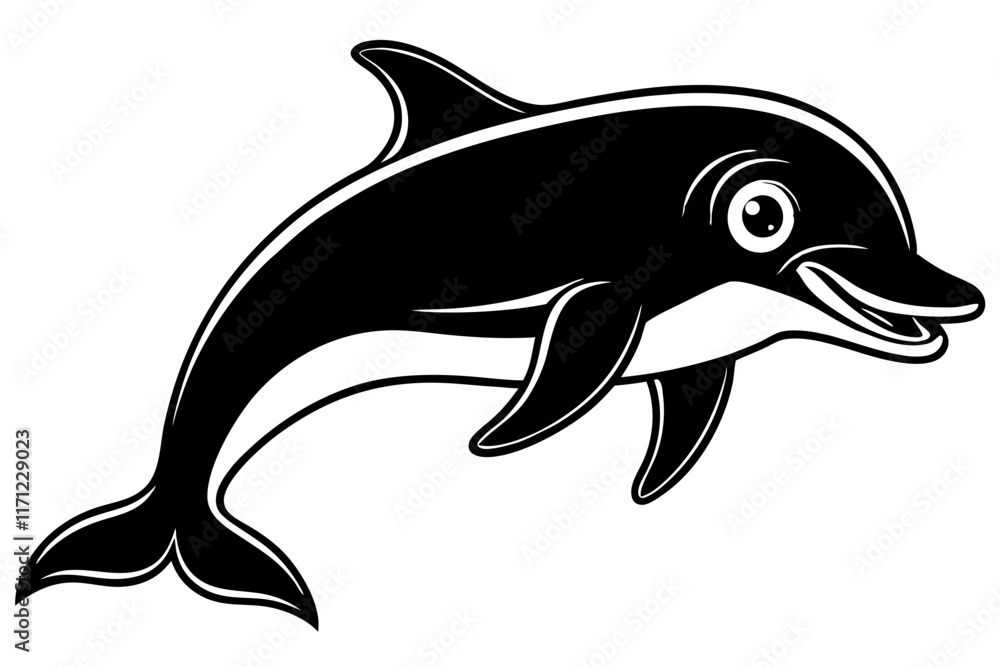 Obraz premium Beautiful jumping dolphin vector illustration 