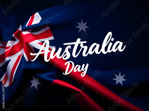 Australia Day Celebration: Waving Flag on a Black Background