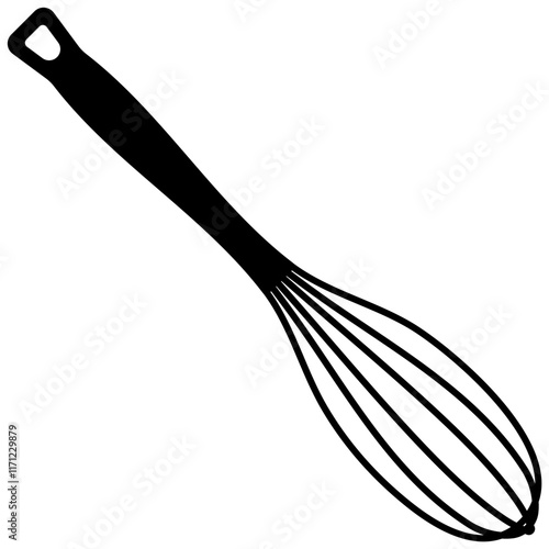 black silhouette of a kitchen whisk without background