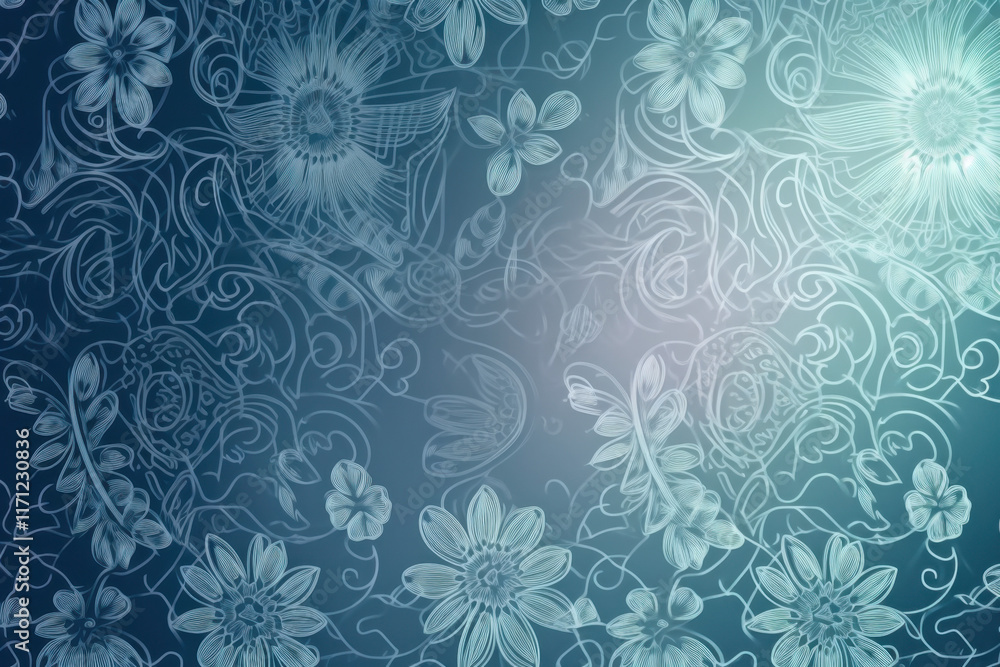 Blue floral lace pattern with a soft glowing effect and vintage charm Blue floral lace pattern with a soft glowing effect and vintage charm