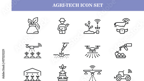 Vector agri-tech icon set