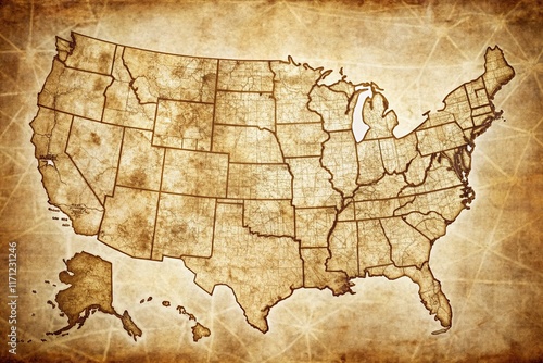 Vintage Style Map of USA: Detailed Cities & Towns