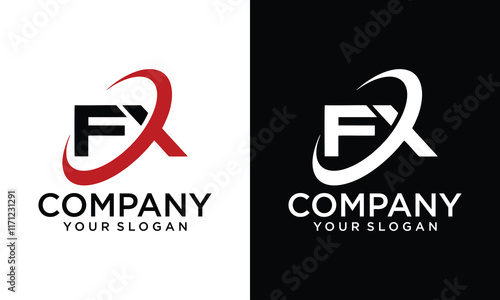 Creative FX F X letter logo design. Initial letter FX linked circle uppercase monogram logo red and black. FX logo, F X design. fx, f x