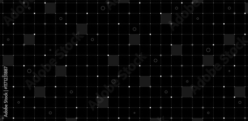 VR HUD futuristic grid interface with line and dot patterns. Spaceship digital UI mesh. Sci fi dashboard design template in black and white. Hi tech GUI visor or FUI display background