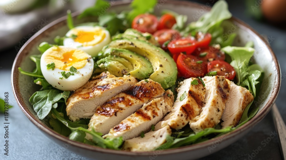 Grilled Chicken and Avocado Salad with Cherry Tomatoes Grilled Chicken and Avocado Salad with Cherry Tomatoes