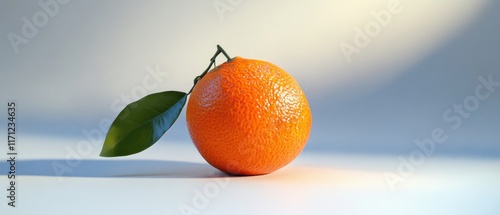 Fresh orange fruit with leaves. photo